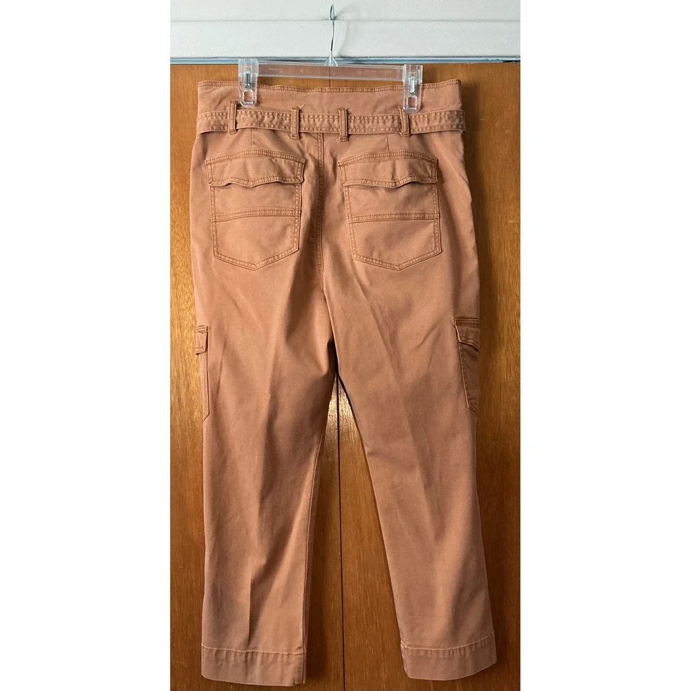 Cabi Womens Cargo Utility Cropped Pants 6 Belted Waist Fashion Modern Terracotta - Picture 2 of 11